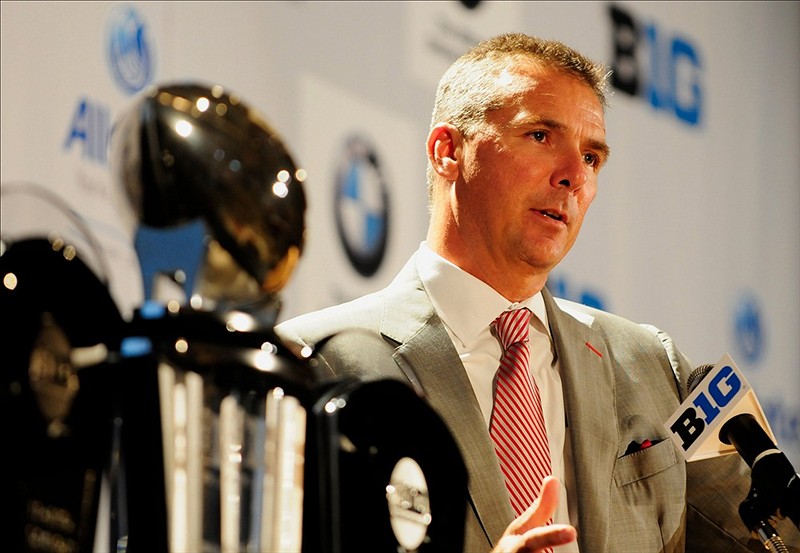 Ohio State Buckeyes head coach Urban Meyer speaks during the Big Ten media day at the McCormick Place Convention Center.