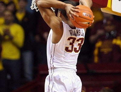 Nov 18, 2012; Minneapolis, MN, USA; Minnesota Golden Gophers forward Rodney Williams (33) dunks during the first half against the Richmond Spiders at Williams Arena. The Gophers defeated the Spiders 72-57. Mandatory Credit: Brace Hemmelgarn-US PRESSWIRE