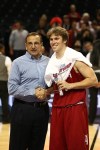 Nov. 20, 2012; Brooklyn, NY, USA; Indiana Hoosiers guard Jordan Hulls (1) received the most valuable player award after the game against the Georgetown Hoyas at the Legends Classic Championship at Barclays Center. Indiana won 82-72. Mandatory Credit: Debby Wong-US PRESSWIRE