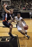 November 9, 2012; West Lafayette, IN, USA; Purdue Boilermakers guard Ronnie Johnson (3) drives to the basket against the Bucknell Bison in Mackey Arena. Mandatory Credit: Sandra Dukes-US PRESSWIRE