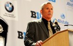 July 26, 2012; Chicago, IL, USA; Purdue Boilermakers head coach Danny Hope speaks during the Big Ten media day at the McCormick Place Convention Center. Mandatory Credit: Reid Compton-US PRESSWIRE