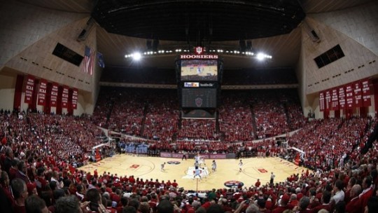 Nov 27, 2012; Bloomington, IN, USA; A general view of the opening tip of the game between the Indiana Hoosiers and the North Carolina Tar Heels at Assembly Hall. Mandatory Credit: Brian Spurlock-US PRESSWIRE