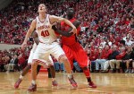 Nov 25, 2012; Bloomington, IN, USA; Indiana Hoosiers forward Cody Zeller (40) blocks out for rebound against Ball State Cardinals forward Majok Majok (55) at Assembly Hall. Indiana defeated Ball State 101-53. Mandatory Credit: Brian Spurlock-US PRESSWIRE