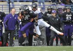 Nov 24, 2011; Evanston, IL, USA; Northwestern Wildcats wide receiver Tony Jones (6) is tackled by Illinois Fighting Illini wide receiver Justin Hardee (84) on a kickoff during the first half at Ryan Field. Mandatory Credit: David Banks-US PRESSWIRE