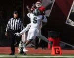 Oct 6, 2012; Bloomington, IN, USA; Indiana Hoosiers wide receiver Cody Latimer (3) goes up for a catch as Michigan State Spartans cornerback Johnny Adams (5) is called for pass interference at Memorial Stadium. Mandatory Credit: Brian Spurlock-US PRESSWIRE