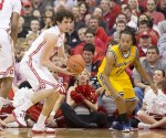 November 23, 2012; Columbus, OH, USA; Ohio State Buckeyes guard Amedeo Della Valle (33) steals a pass from UMKC Kangaroos guard Estan Tyler (11) at Value City Arena.