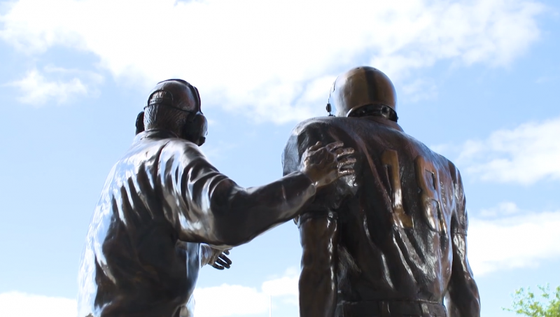 Up Close Brook Berringer & Tom Osborne Statue, This is an u…