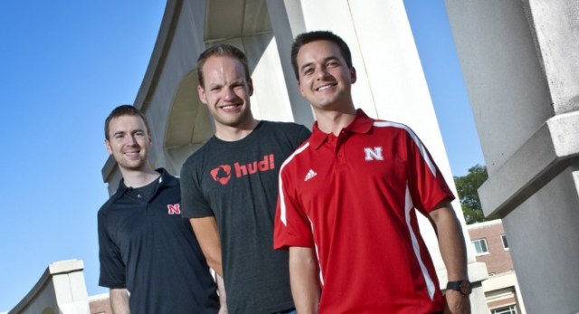 UNL graduates and Hudl founders Brian Kaiser, David Graff and John Wirtz.