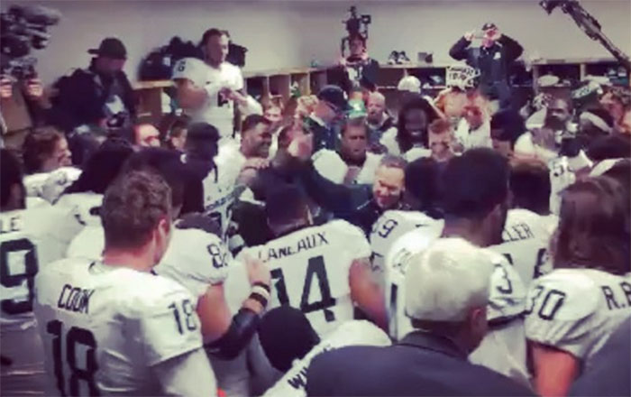 Video: Mark Dantonio dances with players after win over Michigan