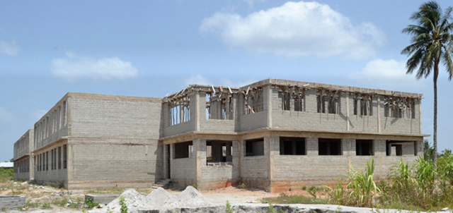 The school in Buyuni, under construction