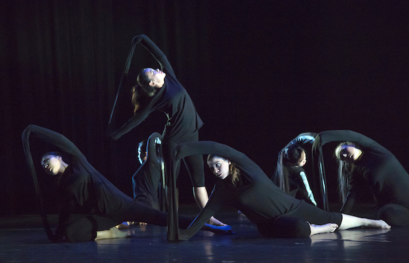 The Purdue Contemporary Dance Company presented its Winter Works 2015 performance Dec. 11-12 at the Nancy T. Hansen Theatre in Pao Hall. Visual and performing arts? sound design students created original music for all seven dance works. (Photo courtesy of Purdue University and Mark Simons.)