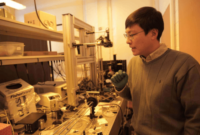 Prof. Jiang in the lab. Photo courtesy of the University of Wisconsin.