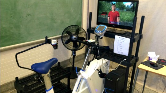 Lab stationary bike for athletic video game research