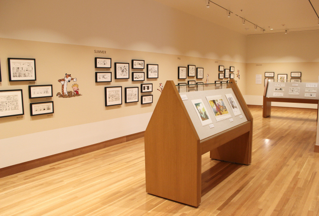 A shot of The Ohio State University Billy Ireland Cartoon Museum's Calvin & Hobbes exhibit