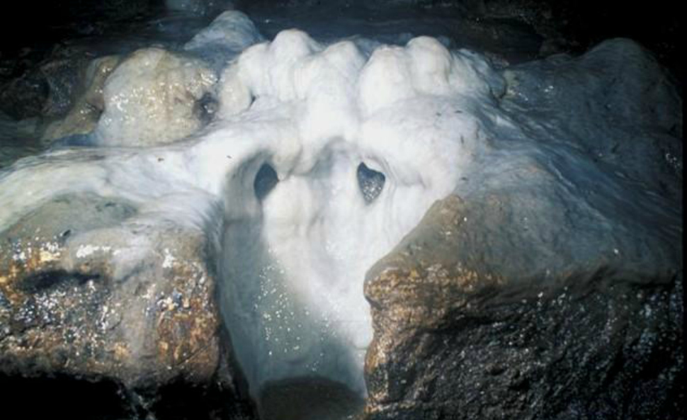 Stalagmite formation in Fogelelpole Cave in Illinois