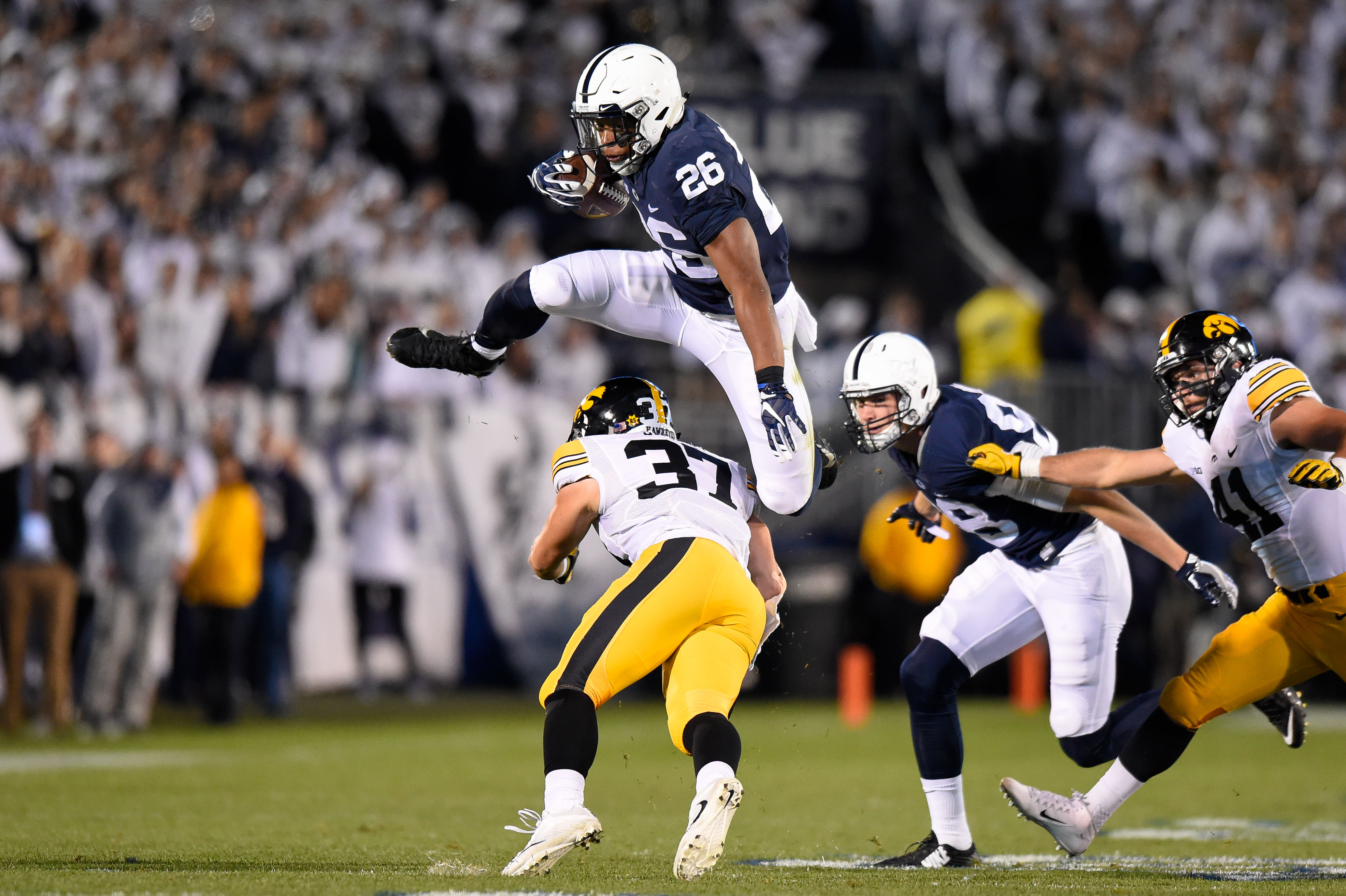 Saquon Barkley Penn State Nittany Lions Unsigned Hurdle Photograph