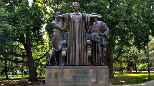 Alma Mater statue greets students at the University of Illinois