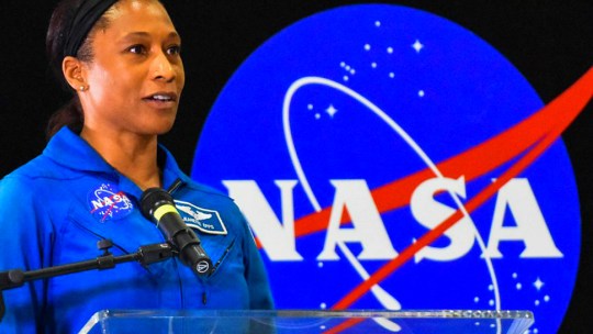 University of mryland grad and astronaut Jeanette Epps speaking before a NASA panel