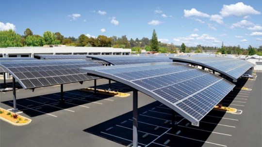 Artists rendering of a solar carport at Michigan State University