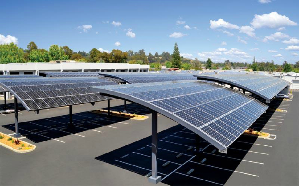 Artists rendering of a solar carport at Michigan State University