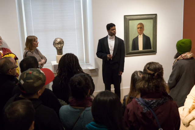 University of Maryland student Morgan Scott portrays Paul laurence Dunbar at the Smithsonian National Portrait Gallery