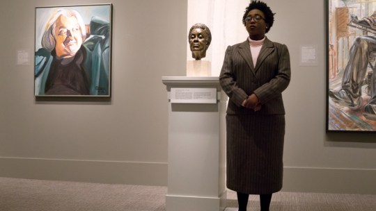 A University of Maryland theatre student portrays noted poet Gwendolyn Brooks at the National Portrait Gallery