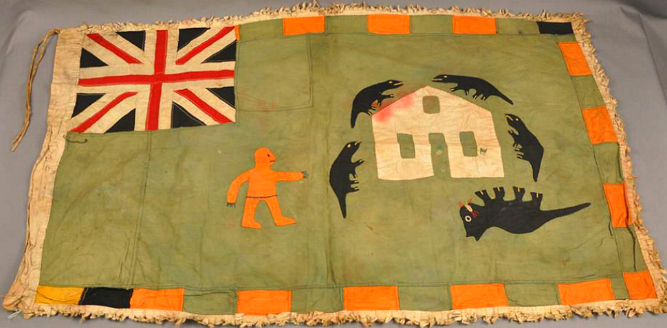 An Asafo flag from the collection of the Spurlock Museum of World Cultures at the University of Illinois