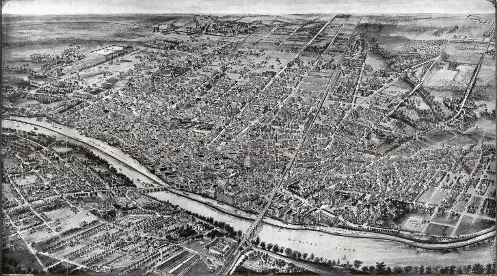 An aerial view of New Brunswick New Jersey in 1910
