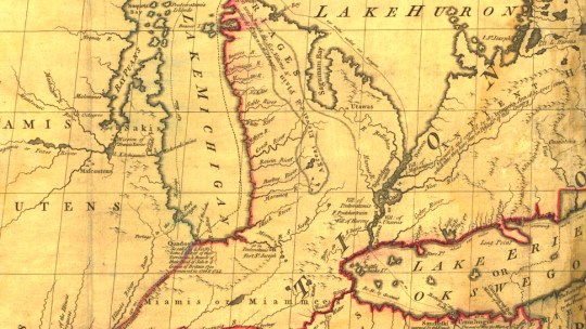 Mitchel map of the Michigan territory showing the Toledo Strip which inspired the first Michigan Ohio rivalry.