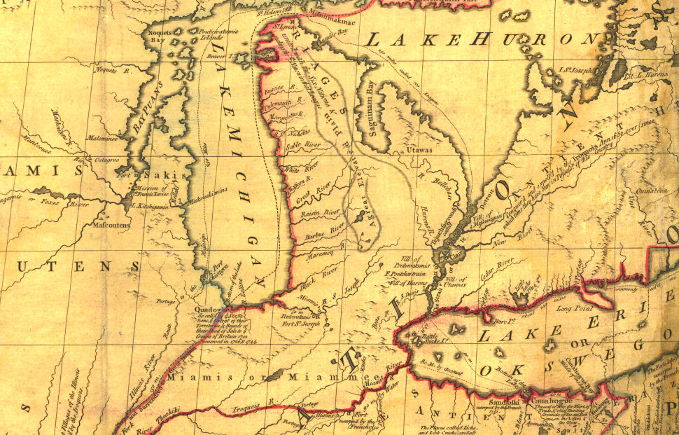 Mitchel map of the Michigan territory showing the Toledo Strip which inspired the first Michigan Ohio rivalry.