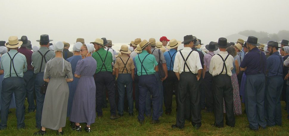 A group of Amish people.