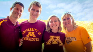 wendy eickhoff and her family at a university of minnesota gamr