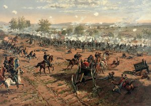 A lithograph of Pickett's Charge by Thure Thulstrap.