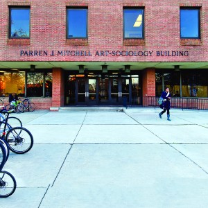 A view of the outside of the Parren J. Mitchell art-sociology building at the University of Maryland