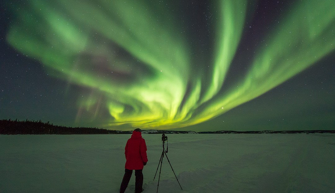 Jose Francisco Salgado photographing the Northern Lights (Aurora Borealis)