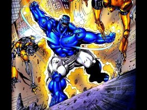 Blue Hulk from Marvel comic books.