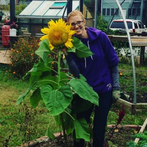 University of Maryland professor Dr. Kate Tully in the Columbia Heights Green, an urban farm garden in Washington DC that she runs. 