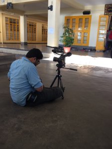 Northwestern University documentary media graduate student Sandeep Pamulapati working on his film Two Empty Nests