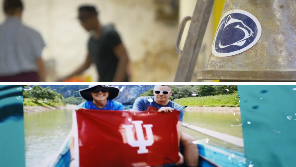 Images from BTN LiveBIG pieces on Penn State's Resevoir Studio and Indiana University's Swim for Life program