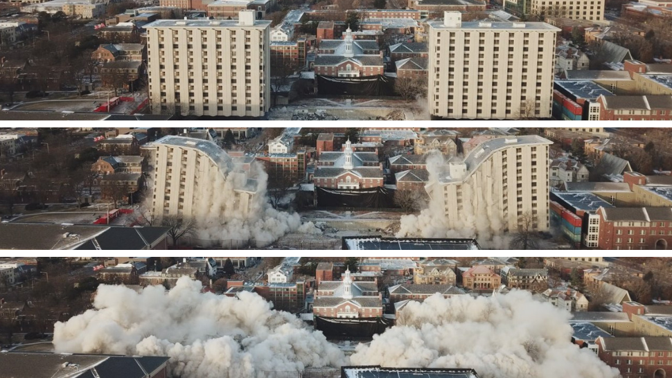 Images of the Cather-Pound Dorm Demoltion on the University of Nebraska campus