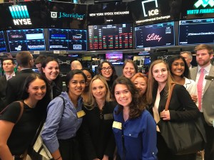 Northwestern University students and faculty from the propel program for female entrepreneurs on the floor of the New York Stock Exchange.