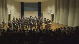 The Northwestern Medical Orchestra takes a bow at one of their frequent concerts.