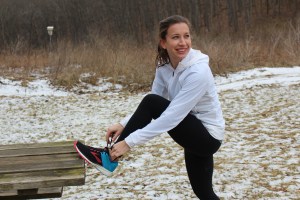 Indiana University Ph. D. student Olivia Ballew prepares to run in training for the 2020 Olympic marathon trials