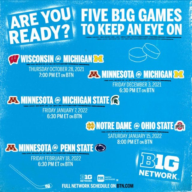 202122 Big Ten Hockey Schedule On The Big Ten Network Big Ten Network