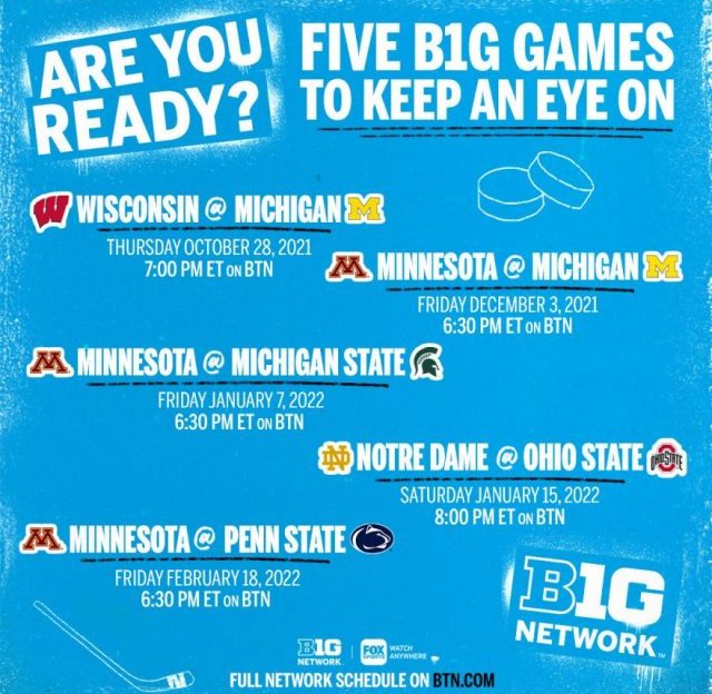 Michigan Hockey Schedule 2022 2021-22 Big Ten Hockey Schedule On The Big Ten Network - Big Ten Network
